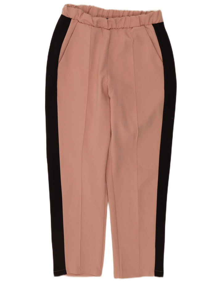 ZARA Mujer Pantalón Chino Recto Small W26 L25 Color Block Rosa