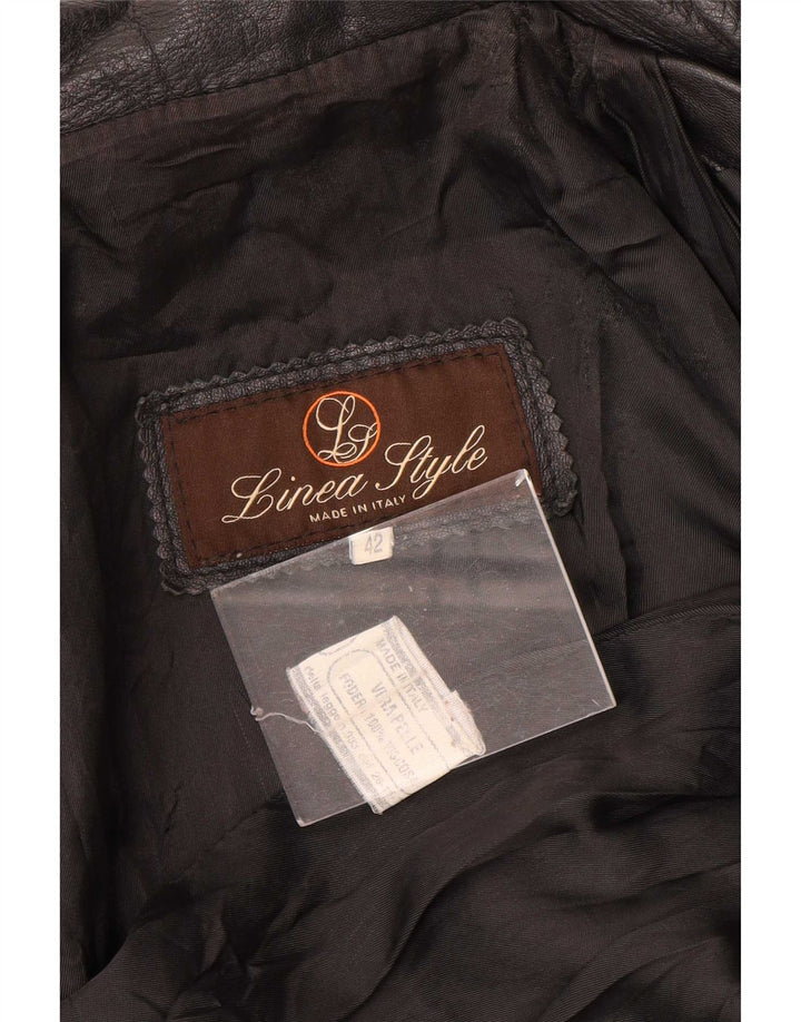 Abrigo de cuero vintage para mujer IT 42 Medio Negro