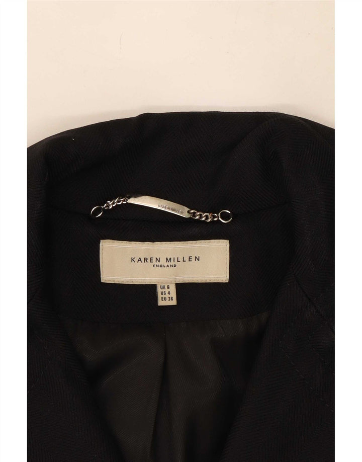 Karen Millen Abrigo para mujer UK 8 Small Lana negra