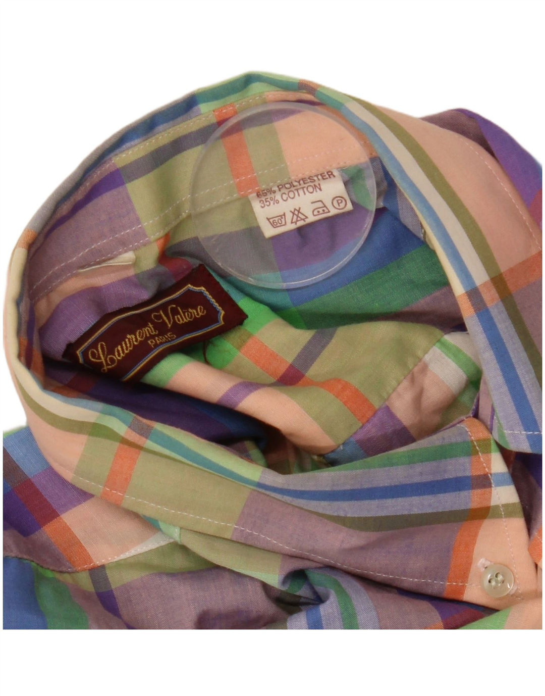 Camisa vintage a cuadros para hombre Poliéster a cuadros multicolor medio