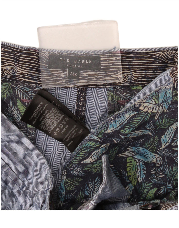 Ted Baker Pantalones cortos chinos para hombre W34 Algodón en espiga azul grande