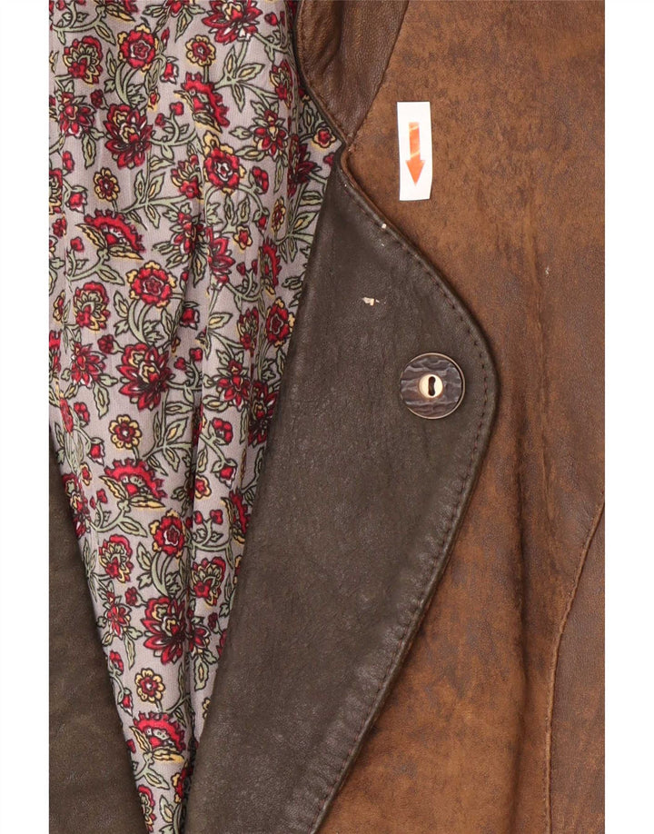 Vintage mujer 1 botón Blazer chaqueta EU 38 medio marrón colorblock