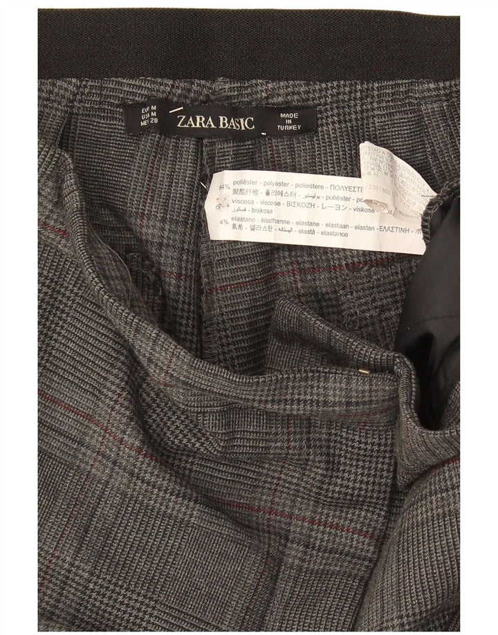 Zara Mujer Pantalón Chino Slim Medium W32 L26 Poliéster A Cuadros Gris