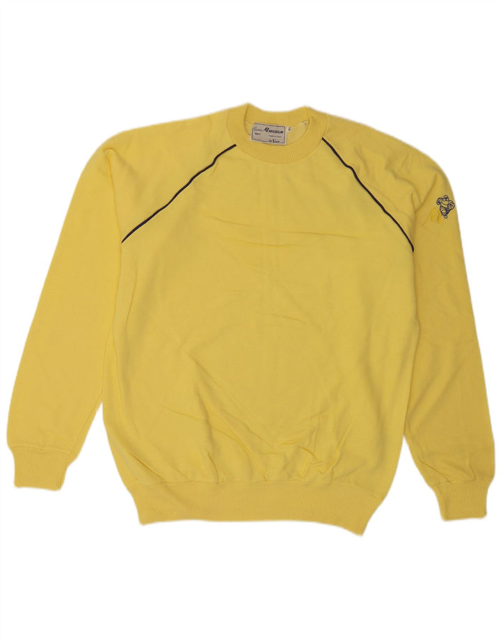 Vintage Hombres Regular Fit Sudadera Jumper XL Algodón Amarillo