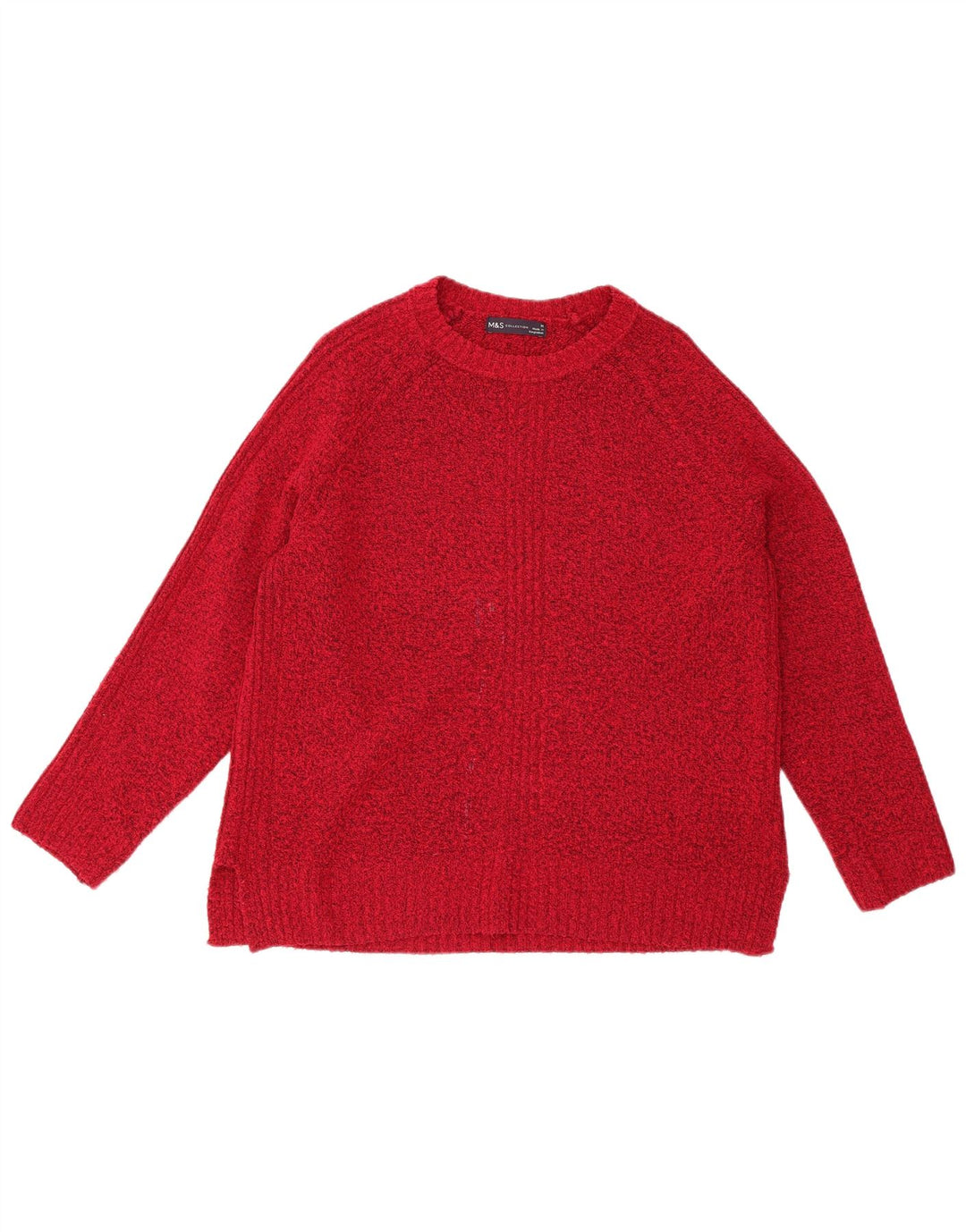 Marks & Spencer Suéter tipo jersey con cuello barco para mujer, Reino Unido 44, mediano, moteado en rojo