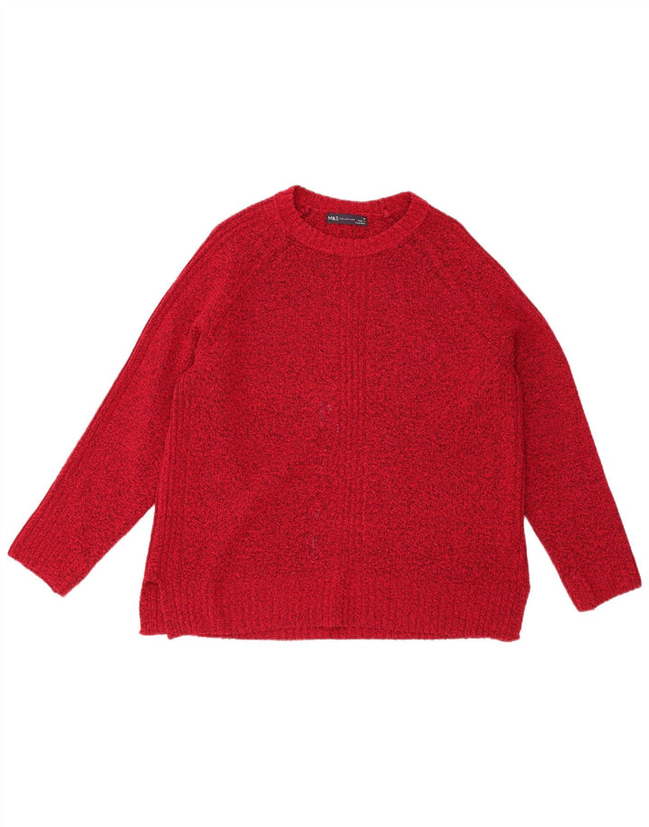 Marks & Spencer Suéter tipo jersey con cuello barco para mujer, Reino Unido 44, mediano, moteado en rojo