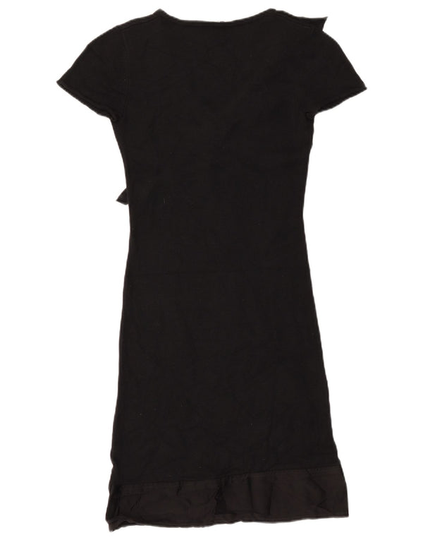 GAS Vestido Jersey de Manga Corta con Volantes en la Parte Delantera para Mujer UK 40 Small Negro