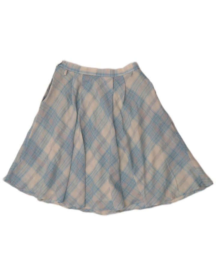 Vintage mujer A-Line falda W29 azul medio comprobar