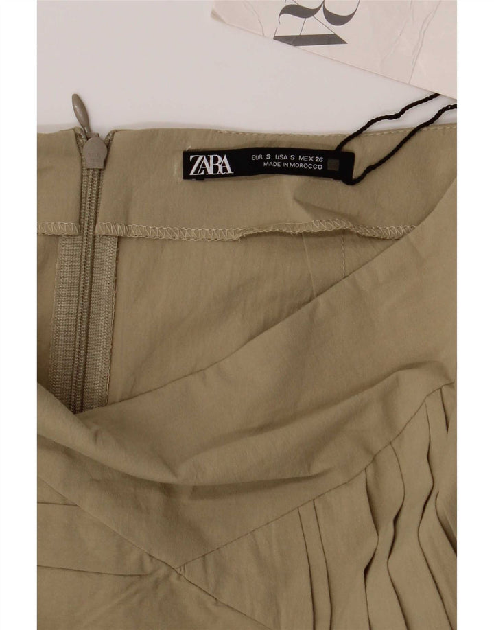 Zara Mujer Minifalda Pequeña W26 Algodón Caqui