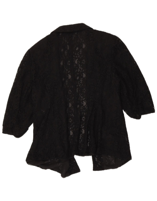 Marks & Spencer Cárdigan de encaje de manga 3/4 para mujer UK 20 2XL Negro Floral