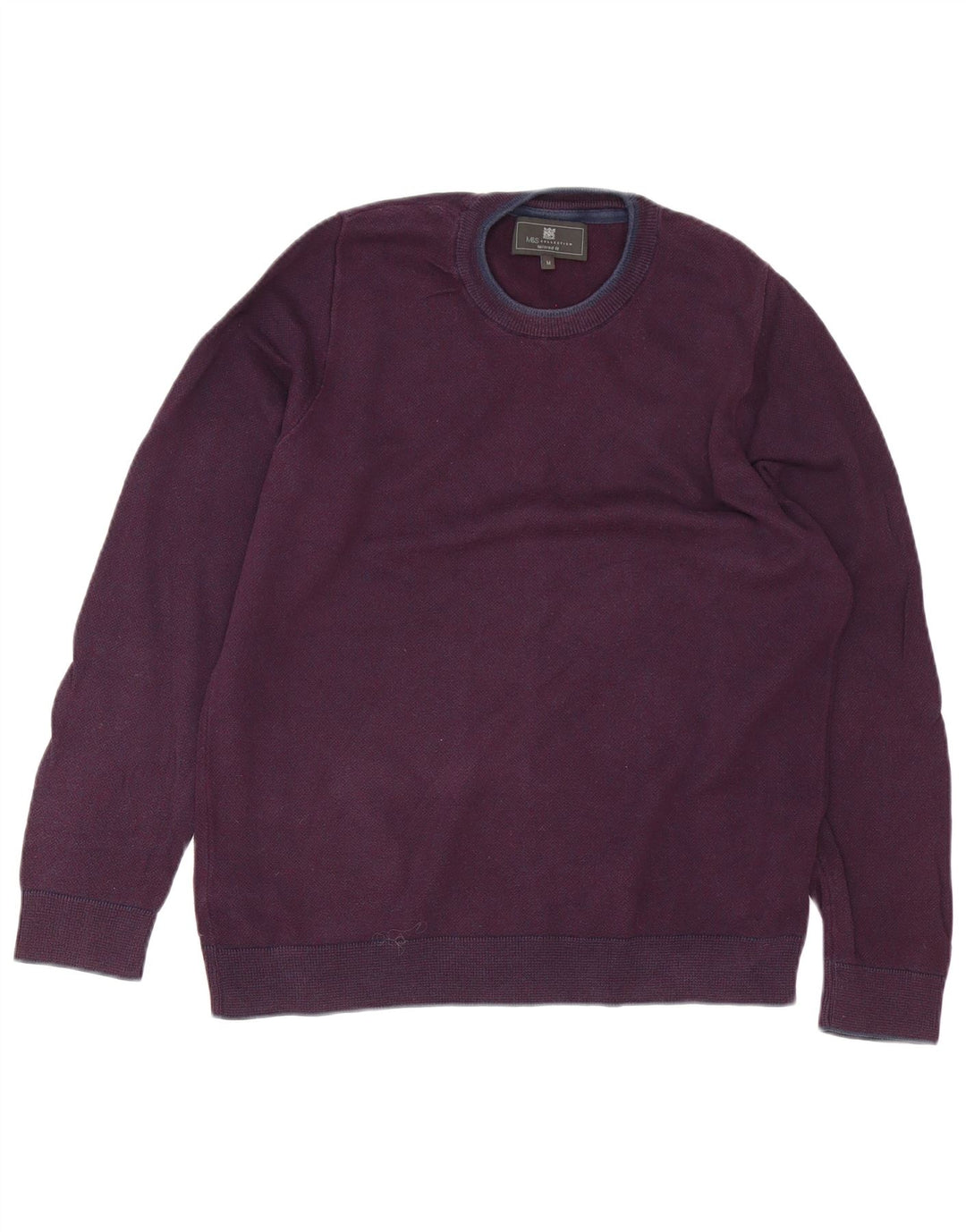 Marks & Spencer Suéter tipo jersey con cuello redondo y ajuste a medida para hombre Borgoña medio