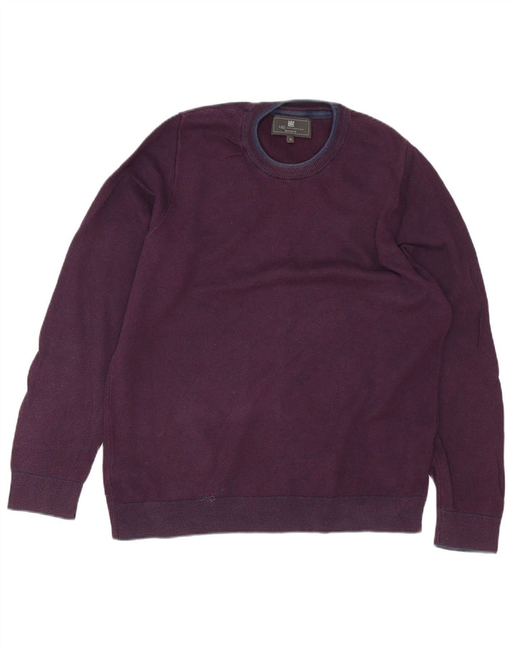 Marks & Spencer Suéter tipo jersey con cuello redondo y ajuste a medida para hombre Borgoña medio