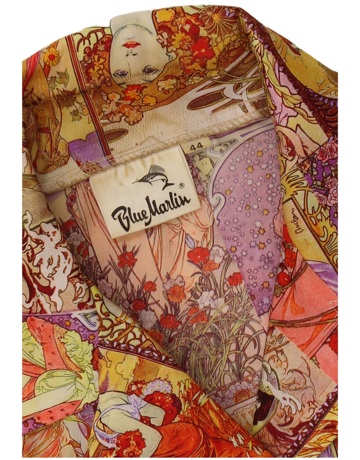 VINTAGE Mujer Gráfico 4 Botón Blazer Chaqueta IT 44 Medio Multicolor