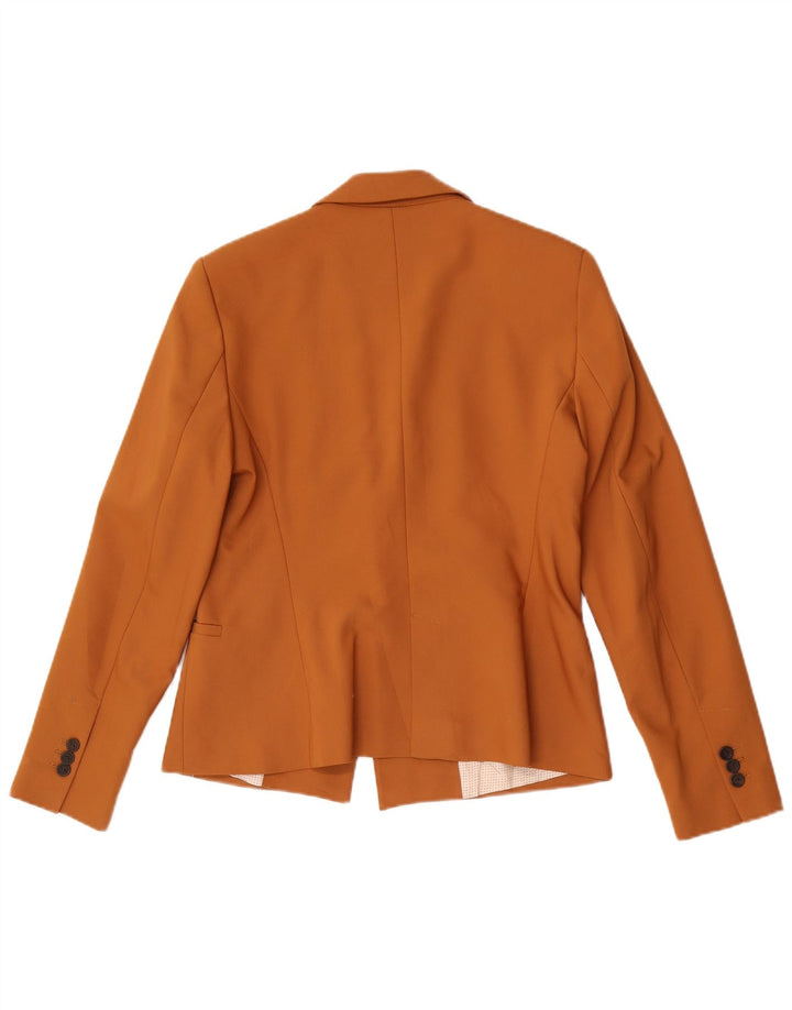 Zara Mujer Chaqueta Blazer De 1 Botón UK 44 Grande Poliéster Beige