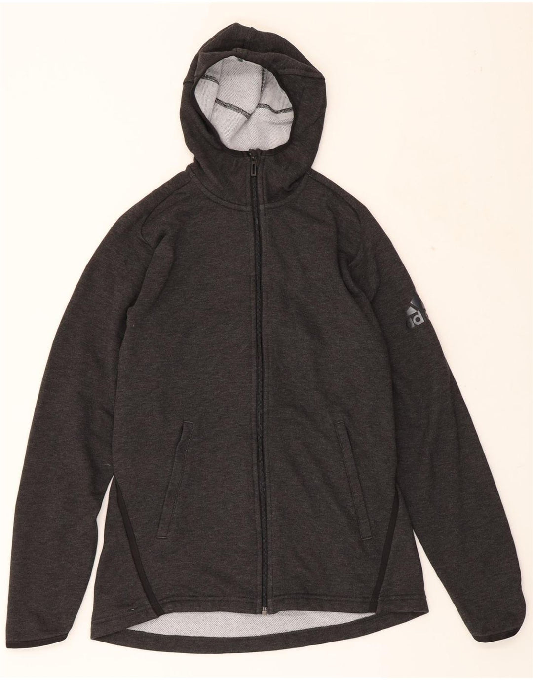 ADIDAS Mens Climalite Graphic Zip Hoodie Sweater Small Grey Polyester Vintage Adidas and Second-Hand Adidas from Messina Hembry 