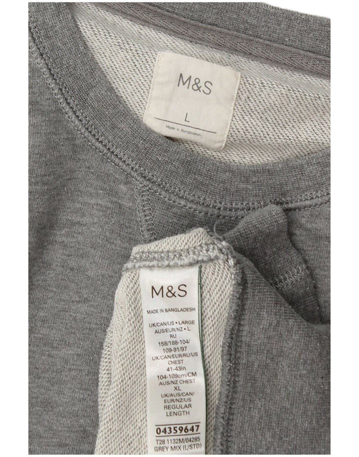 Marks & Spencer Hombre Sudadera Jumper Grande Gris Algodón