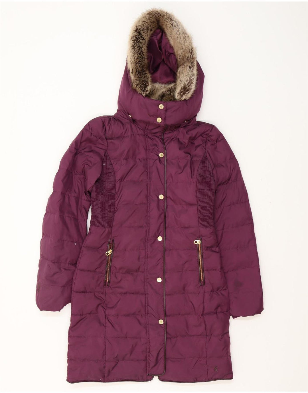 JOULES Abrigo acolchado extragrande con capucha para mujer UK 8 Small Poliéster morado
