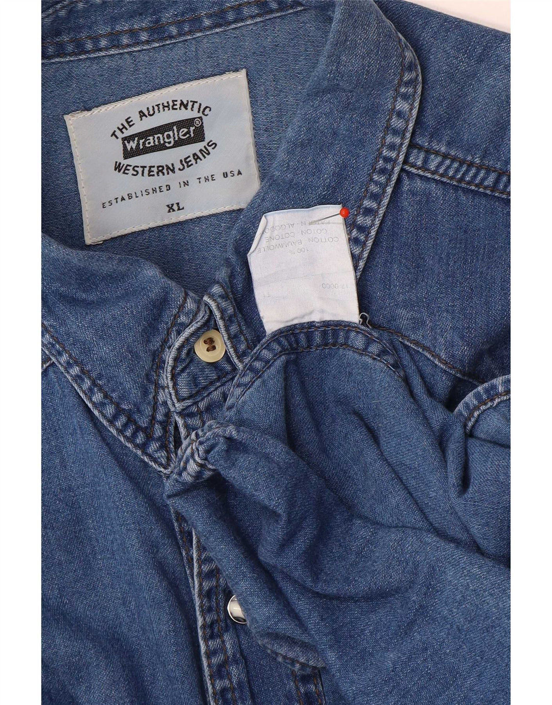 Wrangler Camisa vaquera occidental para hombre XL Algodón azul