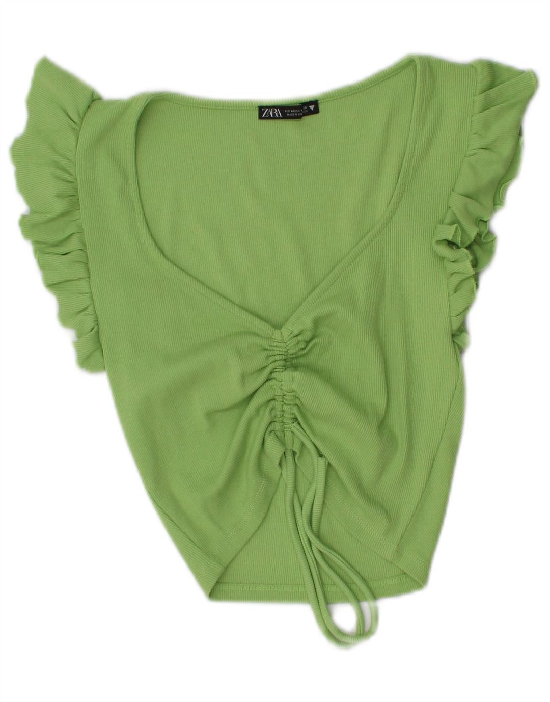 Zara Mujer Blusa Corta Top UK 42 Verde Medio