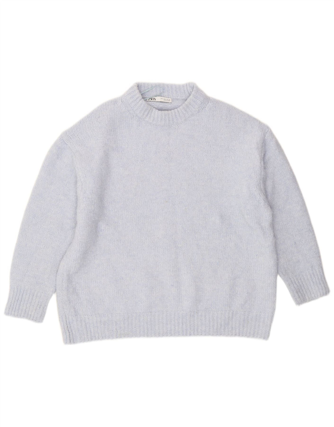 Zara Jersey de cuello redondo extragrande para mujer, talla 40, color azul