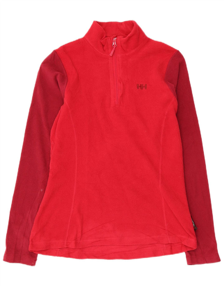HELLY HANSEN Womens Regular Fit Fleece Jumper UK 14 Medium Red Colourblock