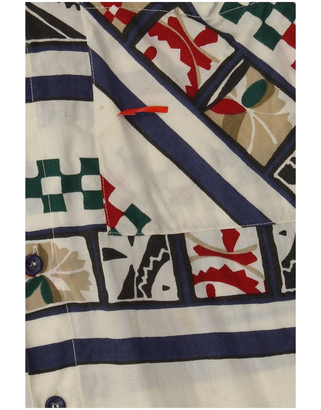 VINTAGE Camisa de manga corta para hombre Pequeño Blanco Geométrico