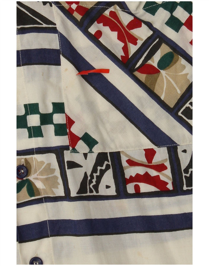 VINTAGE Camisa de manga corta para hombre Pequeño Blanco Geométrico