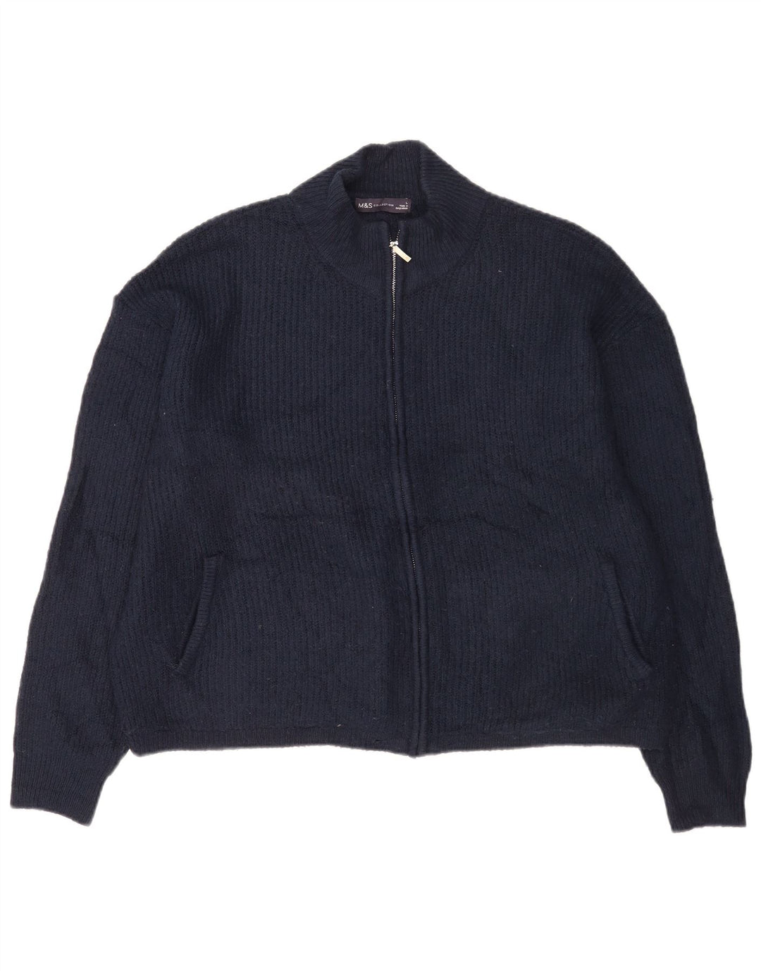 Marks & Spencer Suéter tipo cárdigan para hombre, tamaño grande, acrílico azul marino
