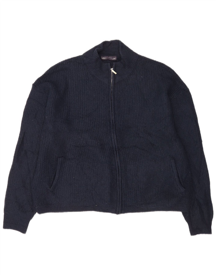 Marks & Spencer Suéter tipo cárdigan para hombre, tamaño grande, acrílico azul marino