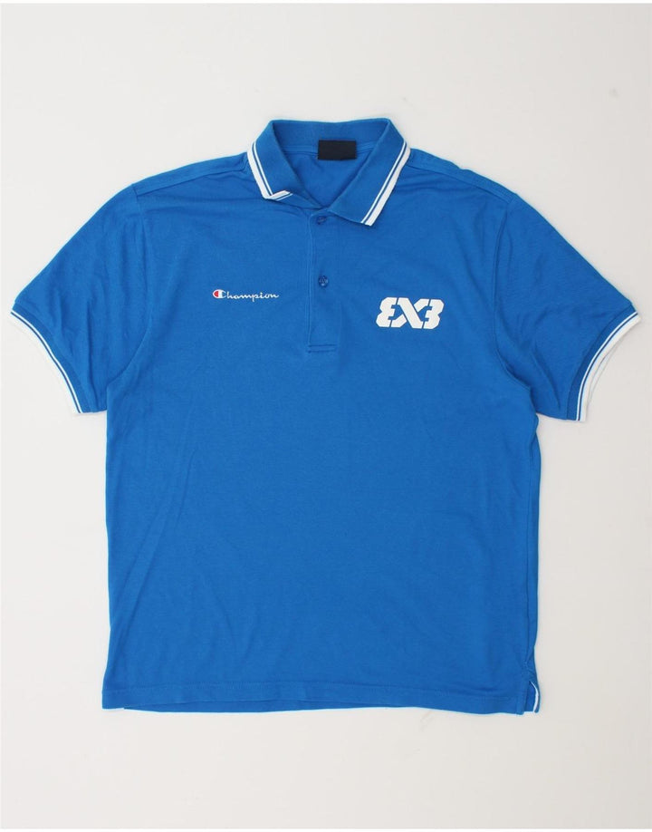 Champion Polo Gráfico Para Hombre De Algodón Azul Medio