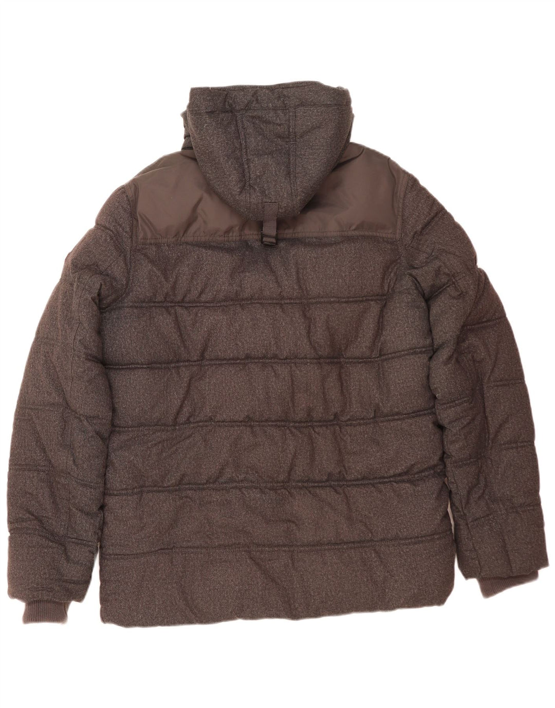 Tommy Hilfiger Chaqueta acolchada con capucha para hombre Reino Unido 40 Poliéster gris grande