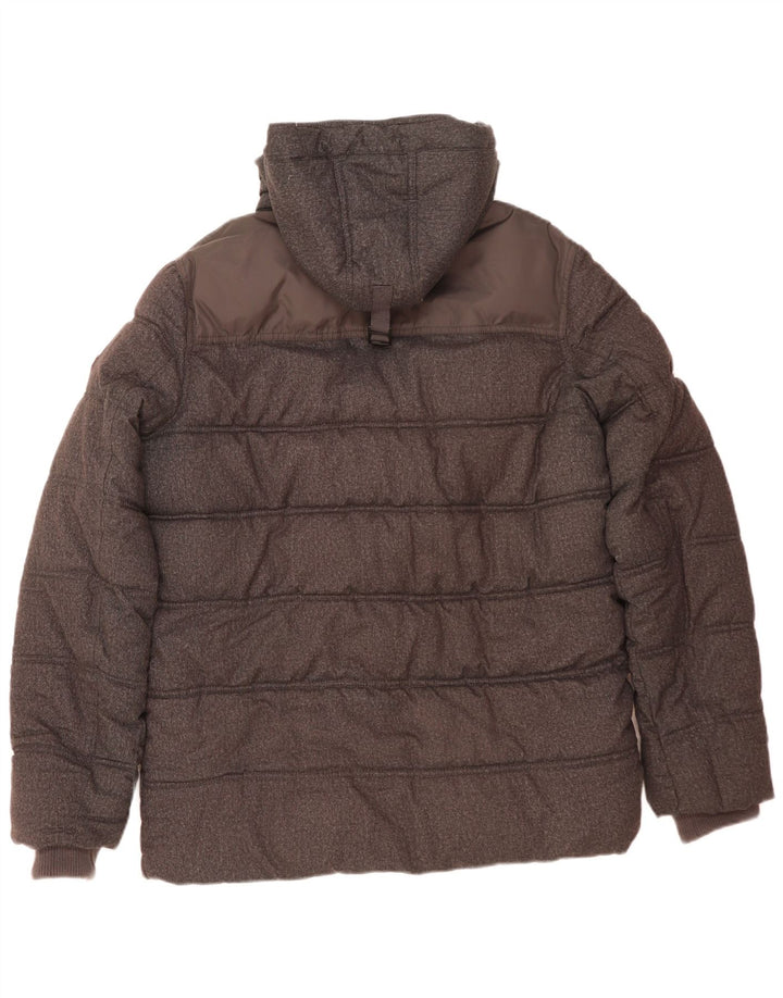 Tommy Hilfiger Chaqueta acolchada con capucha para hombre Reino Unido 40 Poliéster gris grande