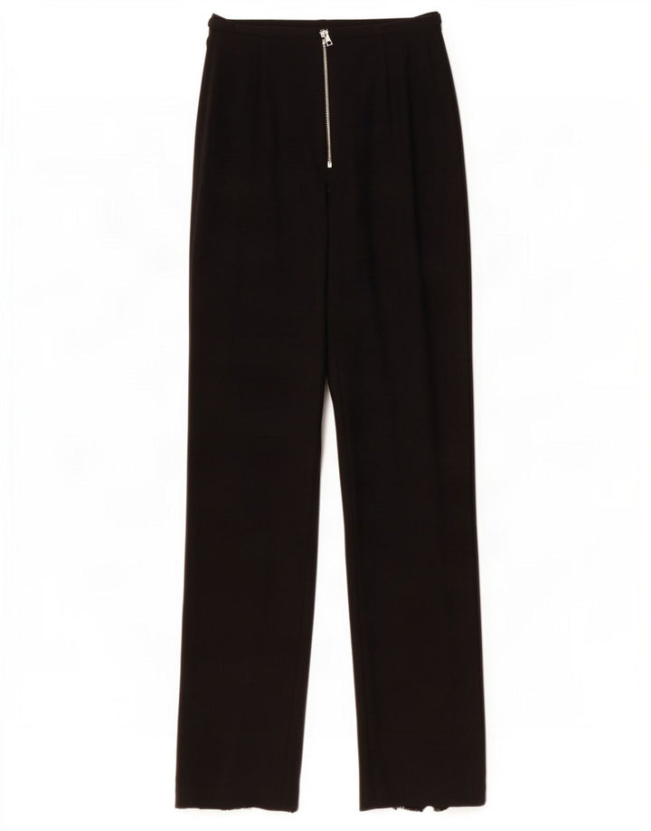 Vintage mujer traje recto pantalones IT 42 Medio W28 L32 Lana Negra