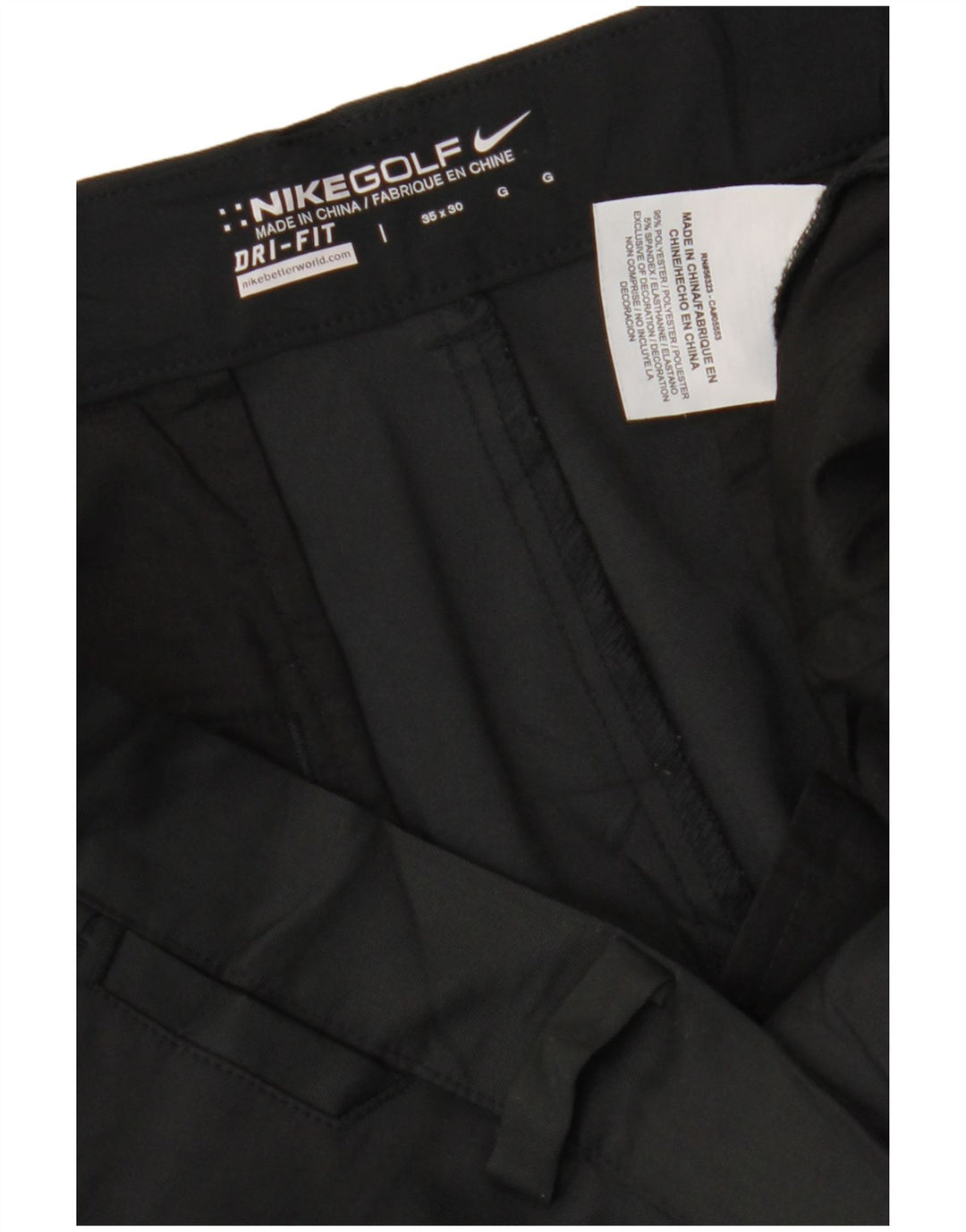 Pantalón chino recto Dri Fit para hombre Nike W35 L30 Poliéster negro