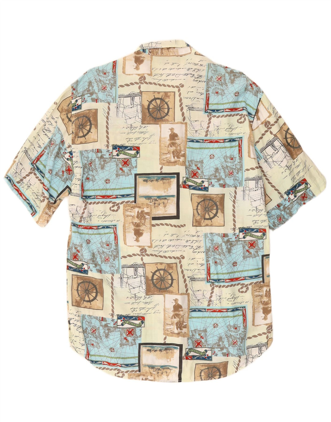 STEFANEL Camisa estampada de manga corta para hombre con patchwork multicolor pequeño