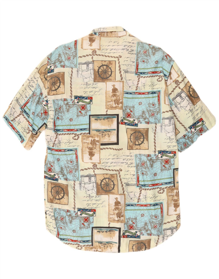 STEFANEL Camisa estampada de manga corta para hombre con patchwork multicolor pequeño