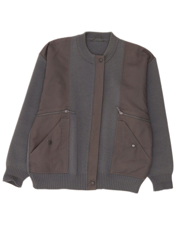 Vintage hombres Cardigan suéter EU 40 lana gris medio