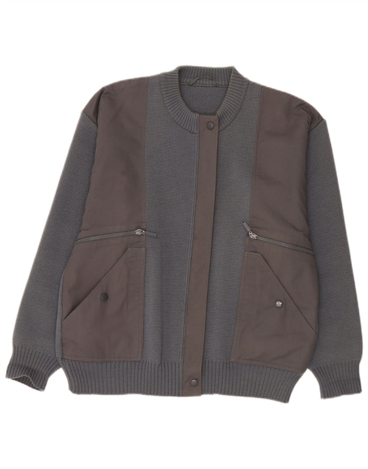 Vintage hombres Cardigan suéter EU 40 lana gris medio