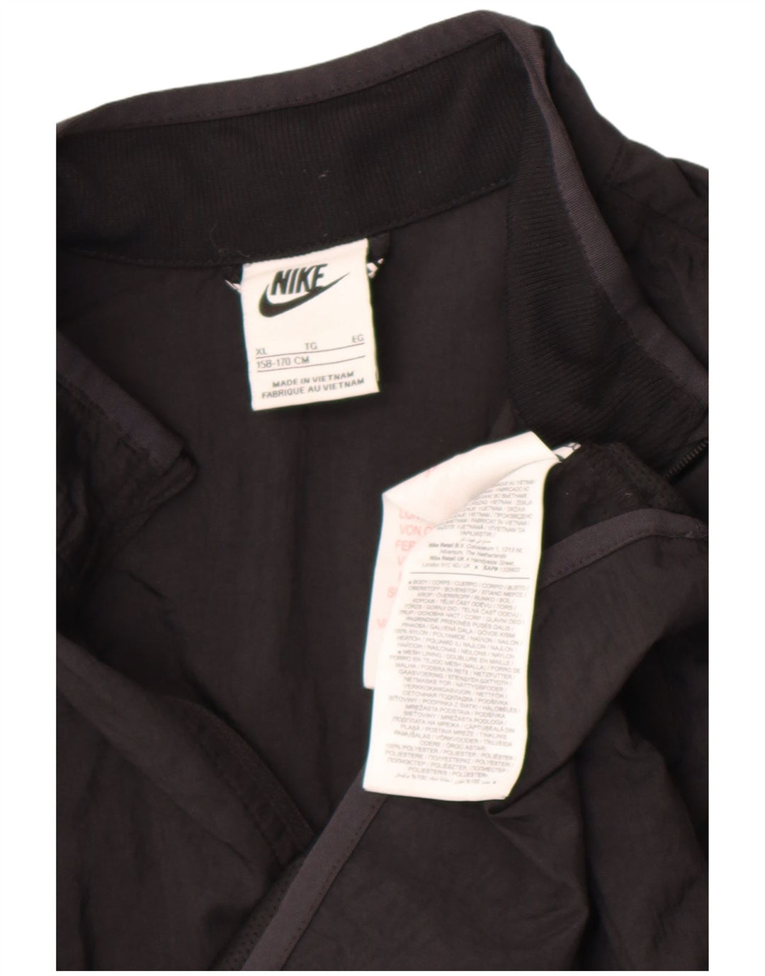 Nike - Chaqueta de chándal para niños, diseño gráfico, 13-14 años, XL, nailon negro