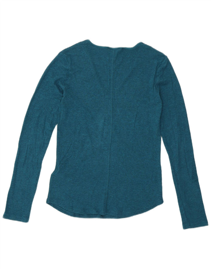Massimo Dutti Top Mujer Manga Larga UK 42 Azul Medio Modal