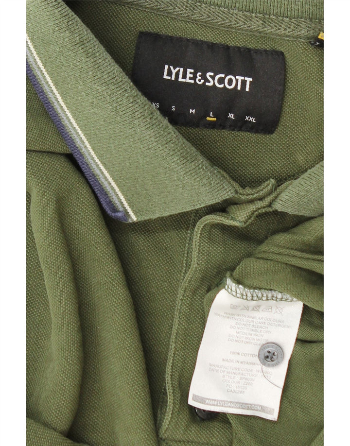Lyle & Scott Polo para hombre de algodón caqui grande