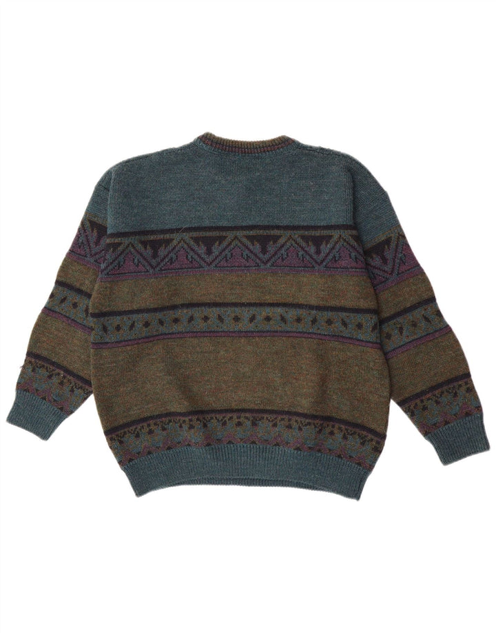 St. Bernard - Jersey de cuello redondo para hombre, talla 38/40, color verde medio, retro