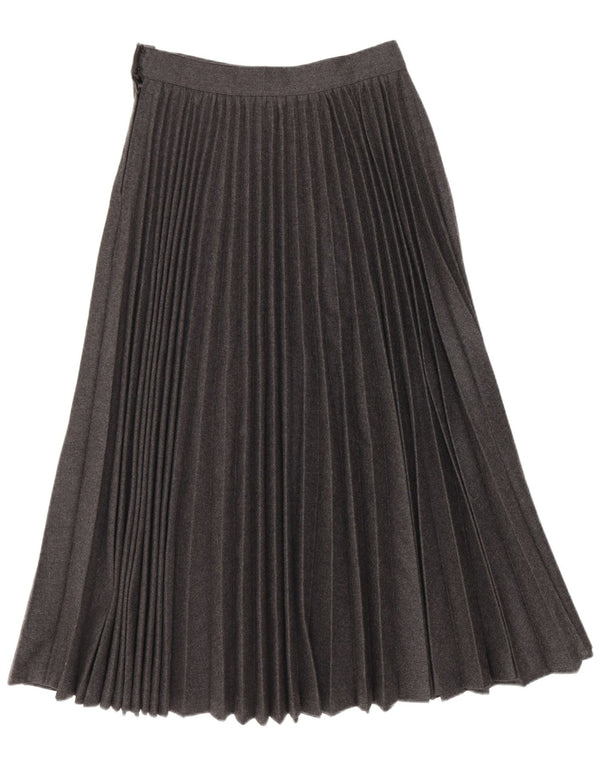 Vintage mujer maxi cintura alta cuchillo falda plisada W24 XS gris