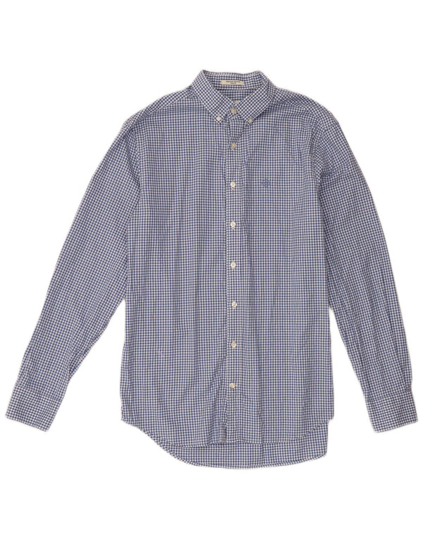 Camisa Gant para hombre talla 39/40 15 3/4 algodón a cuadros azul medio
