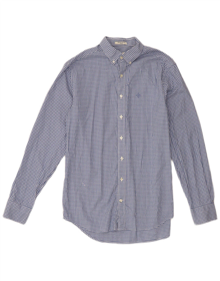 Camisa Gant para hombre talla 39/40 15 3/4 algodón a cuadros azul medio