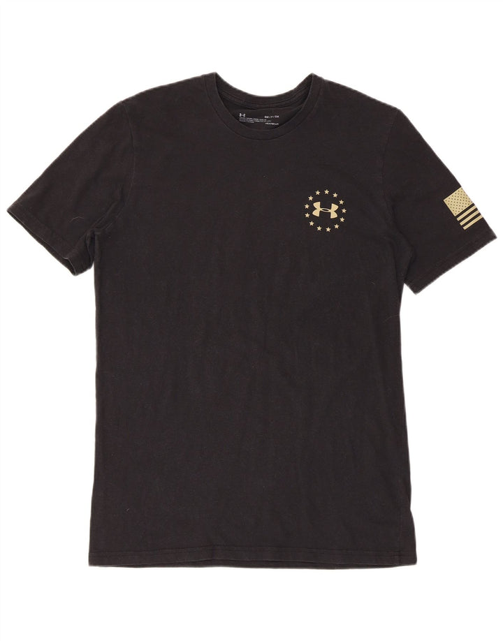 UNDER ARMOUR Camiseta con gráfico Heat Gear para hombre, talla pequeña, negra