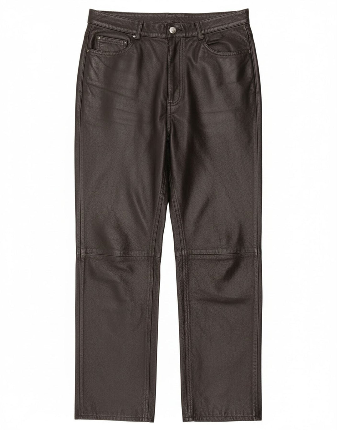 Vintage mujer pantalones de cuero recto IT 46 Grande W34 L30 Cuero Negro