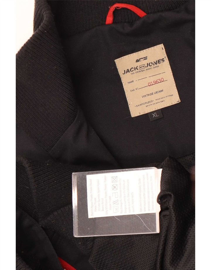 Jack & Jones Mens Graphic Bomber Jacket UK 42 XL Poliéster Negro