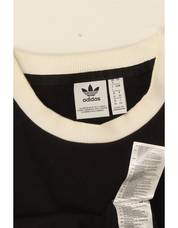 Adidas Mujer Top Manga Larga UK 8 Pequeño Algodón Negro