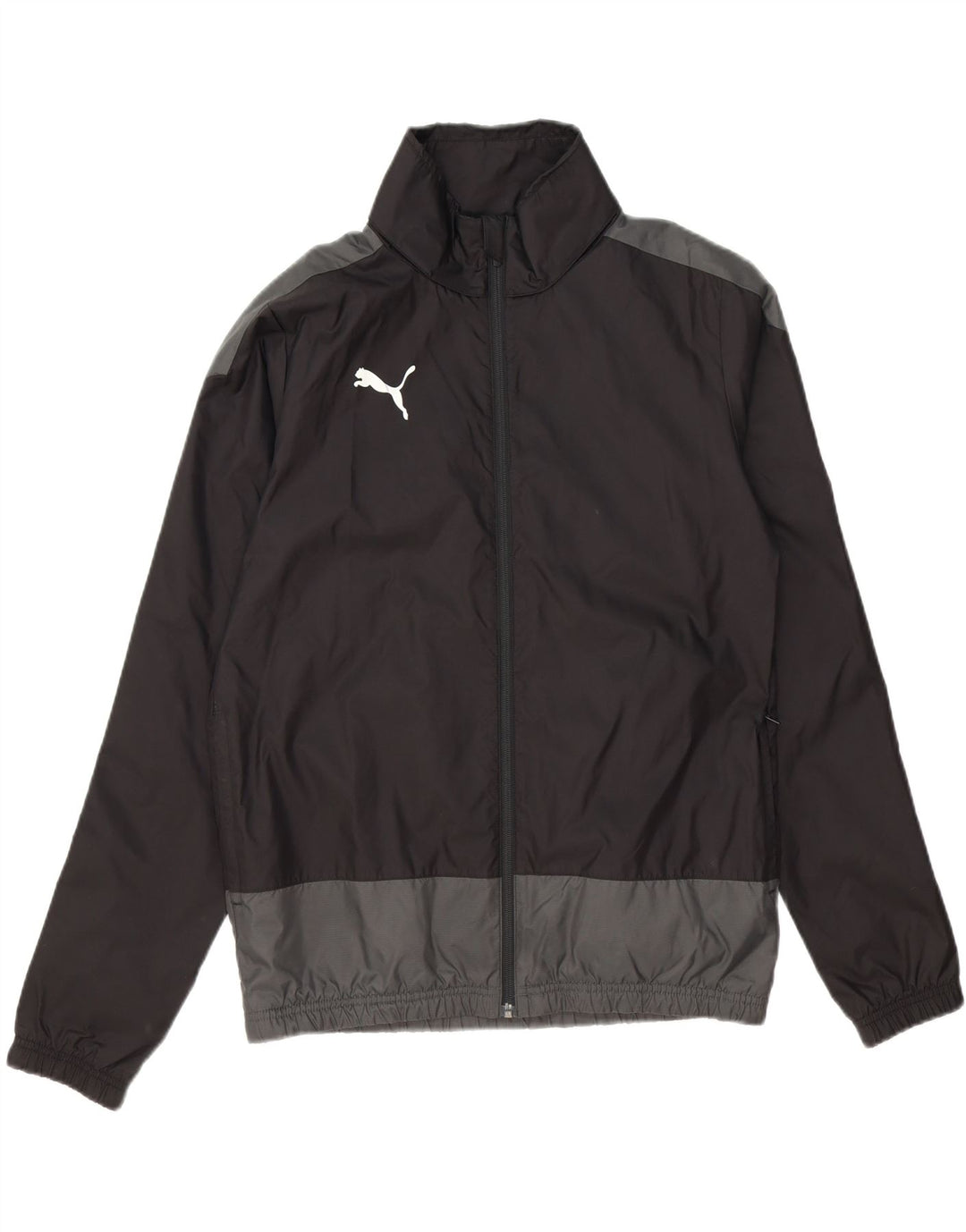 PUMA Boys Rain Jacket 15-16 Years Black Colourblock Polyester Vintage Puma and Second-Hand Puma from Messina Hembry 